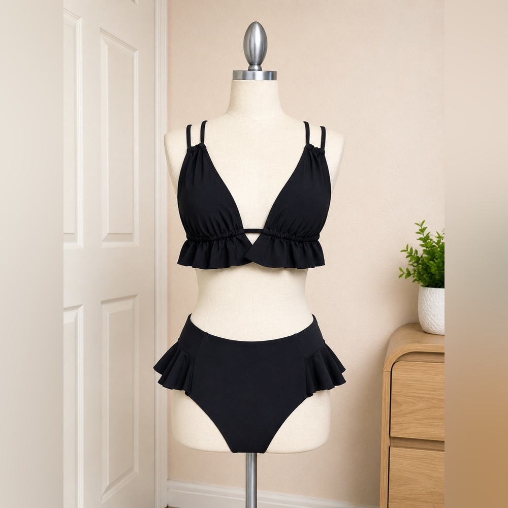 Sporlike Black Two Piece Bathing Suit Bikini Size Medium